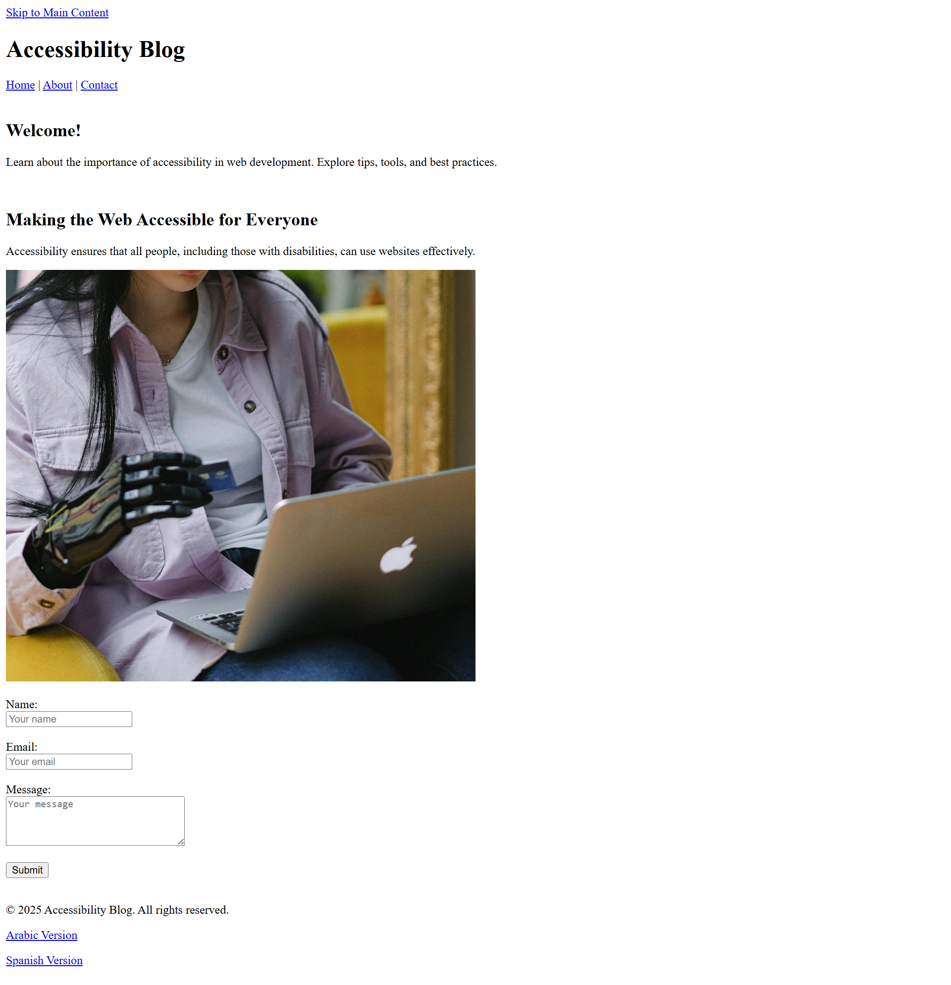 Accessibility representation